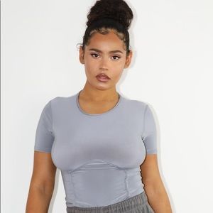 Grey Jersey Under Bust Short Sleeve Bodysuit